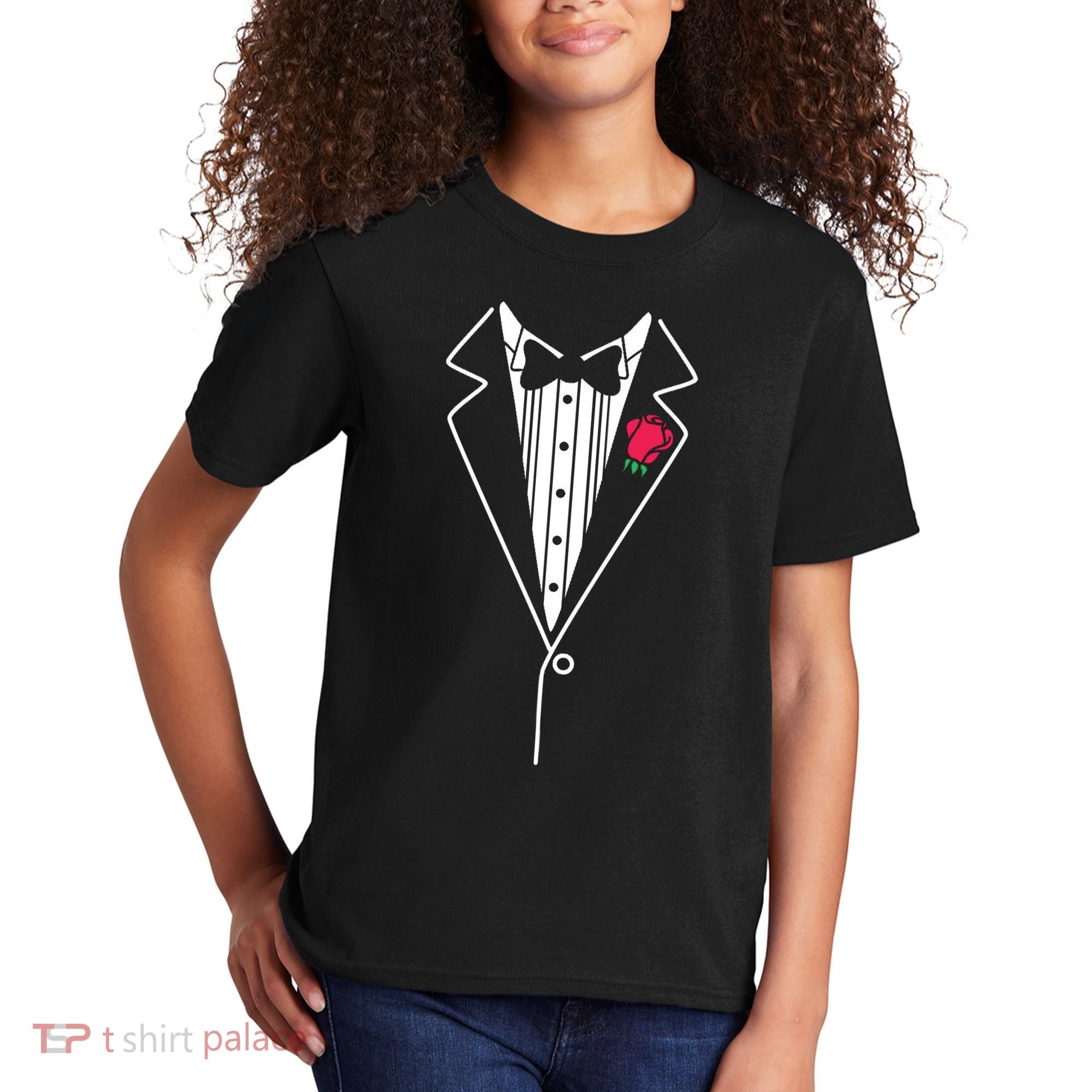 Wedding Tuxedo Red Rose Suit Kids T-Shirt