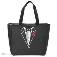 Wedding Tuxedo Red Rose Suit Tote Bag thumb 0