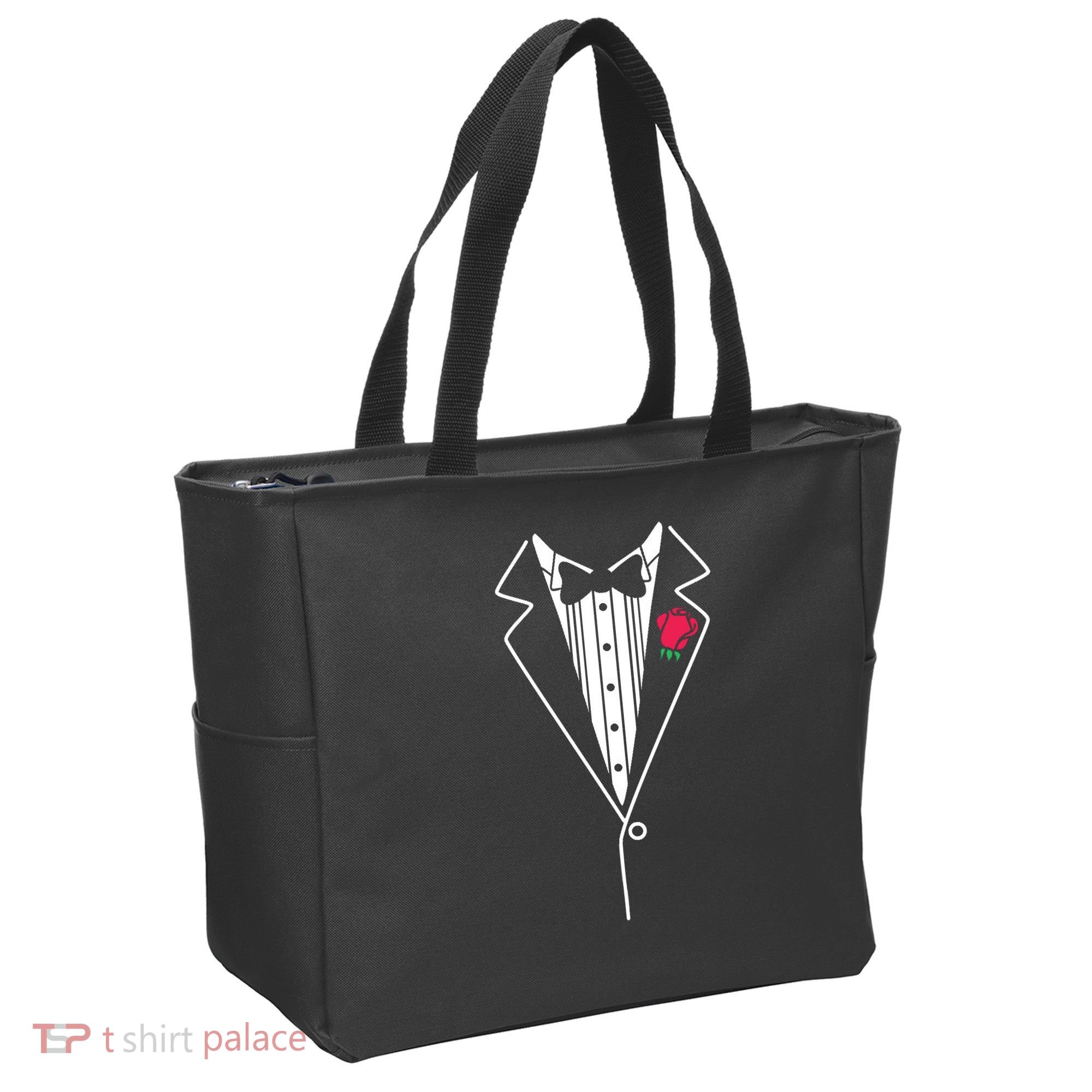 Wedding Tuxedo Red Rose Suit Tote Bag