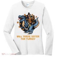 Will Trade Sister For Turkey Thanksgiving Women's Long Sleeve Shirt thumb 0