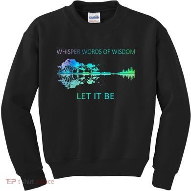 Watercolor Tree Sky There Will Be An Answer Let It Be Guitar Kids Sweatshirt