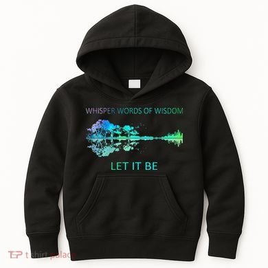 Watercolor Tree Sky There Will Be An Answer Let It Be Guitar Kids Hoodie