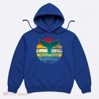 Whale Tail Save The Whale Retro Distressed Oceanic Sunset Gift Hoodie thumb 0