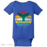 Whale Tail Save The Whale Retro Distressed Oceanic Sunset Gift Baby Bodysuit thumb 0
