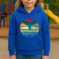 Whale Tail Save The Whale Retro Distressed Oceanic Sunset Gift Kids Hoodie thumb 3