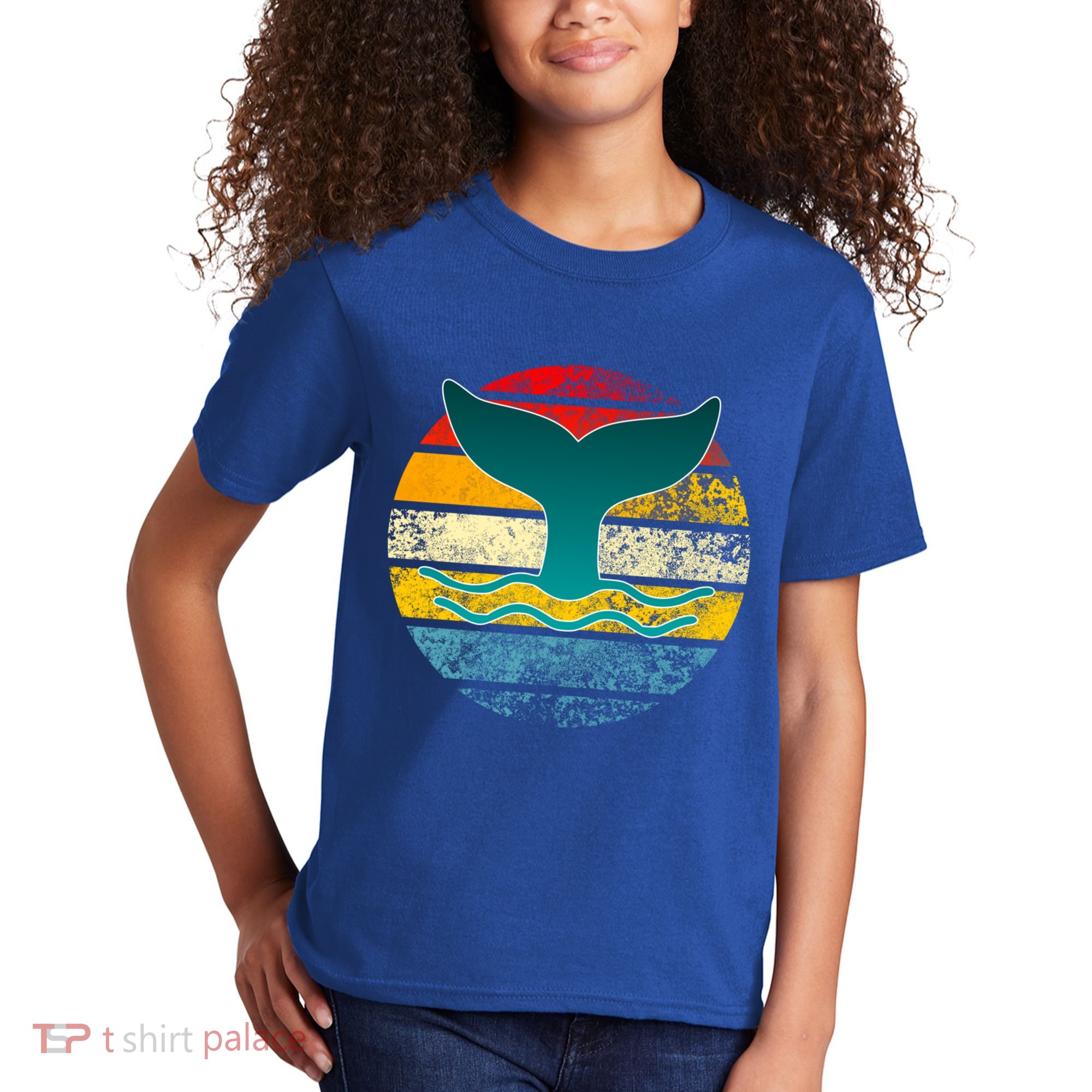 Whale Tail Save The Whale Retro Distressed Oceanic Sunset Gift Kids T-Shirt