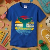 Whale Tail Save The Whale Retro Distressed Oceanic Sunset Gift Kids T-Shirt thumb 3