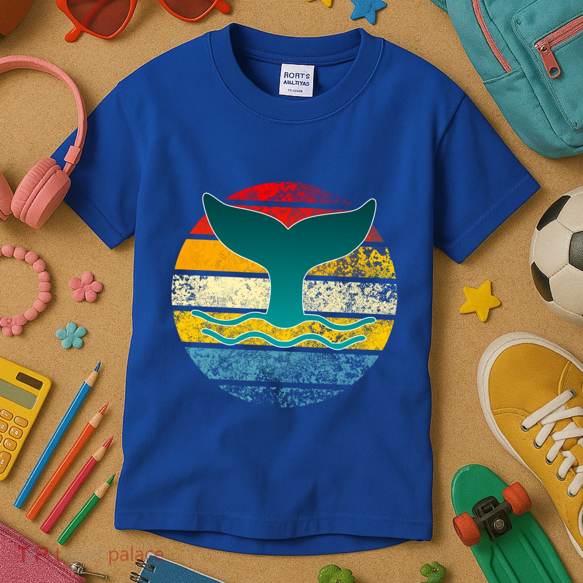 Whale Tail Save The Whale Retro Distressed Oceanic Sunset Gift Kids T-Shirt