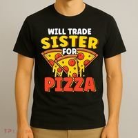 Will Trade Sister For Pizza Funny T-Shirt thumb 3