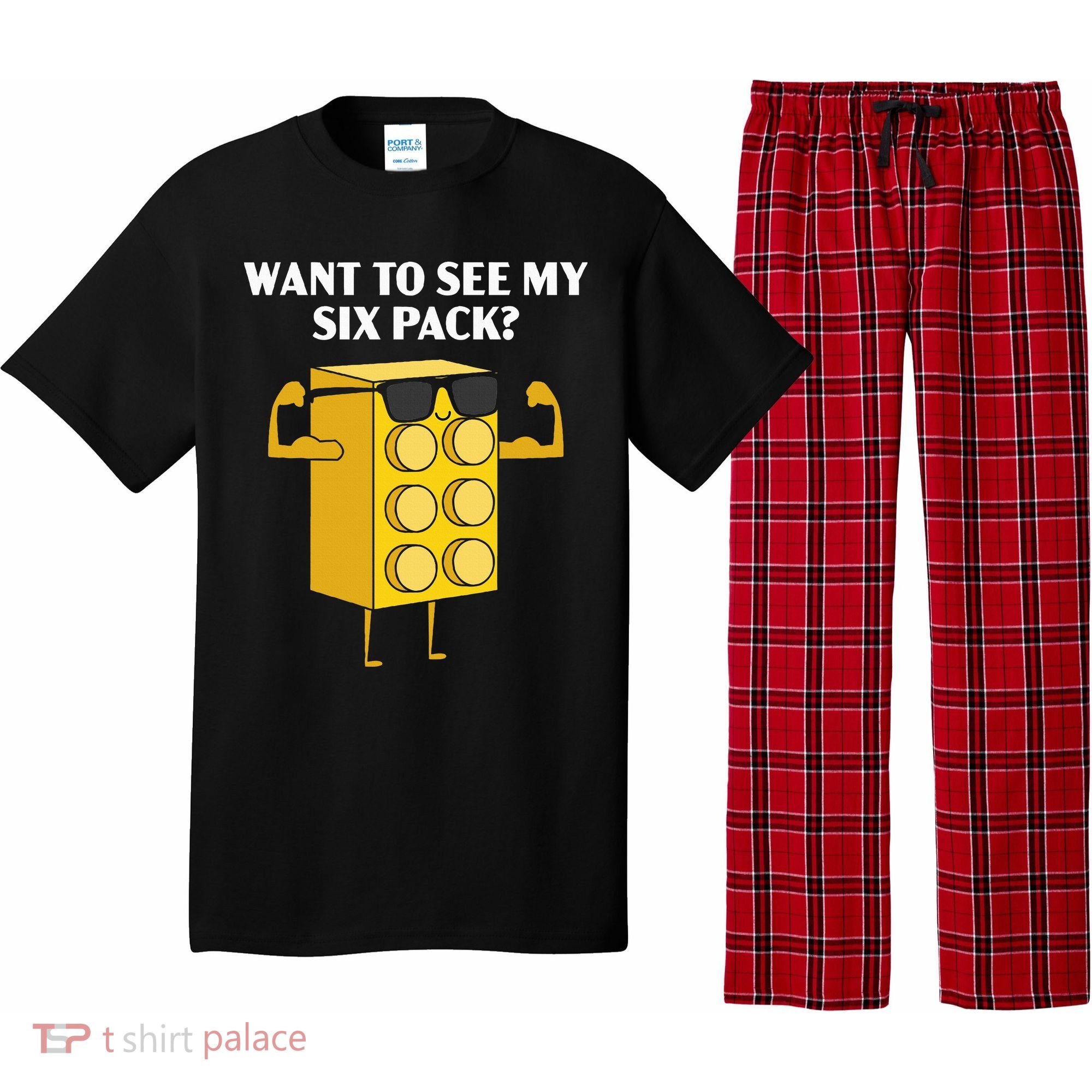 Want To See My Six Pack Bricks Lover Master Builder Pajama Set