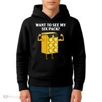 Want To See My Six Pack Bricks Lover Master Builder Kids Hoodie thumb 4