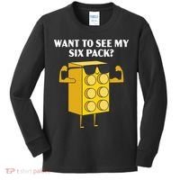 Want To See My Six Pack Bricks Lover Master Builder Kids Long Sleeve Shirt thumb 0