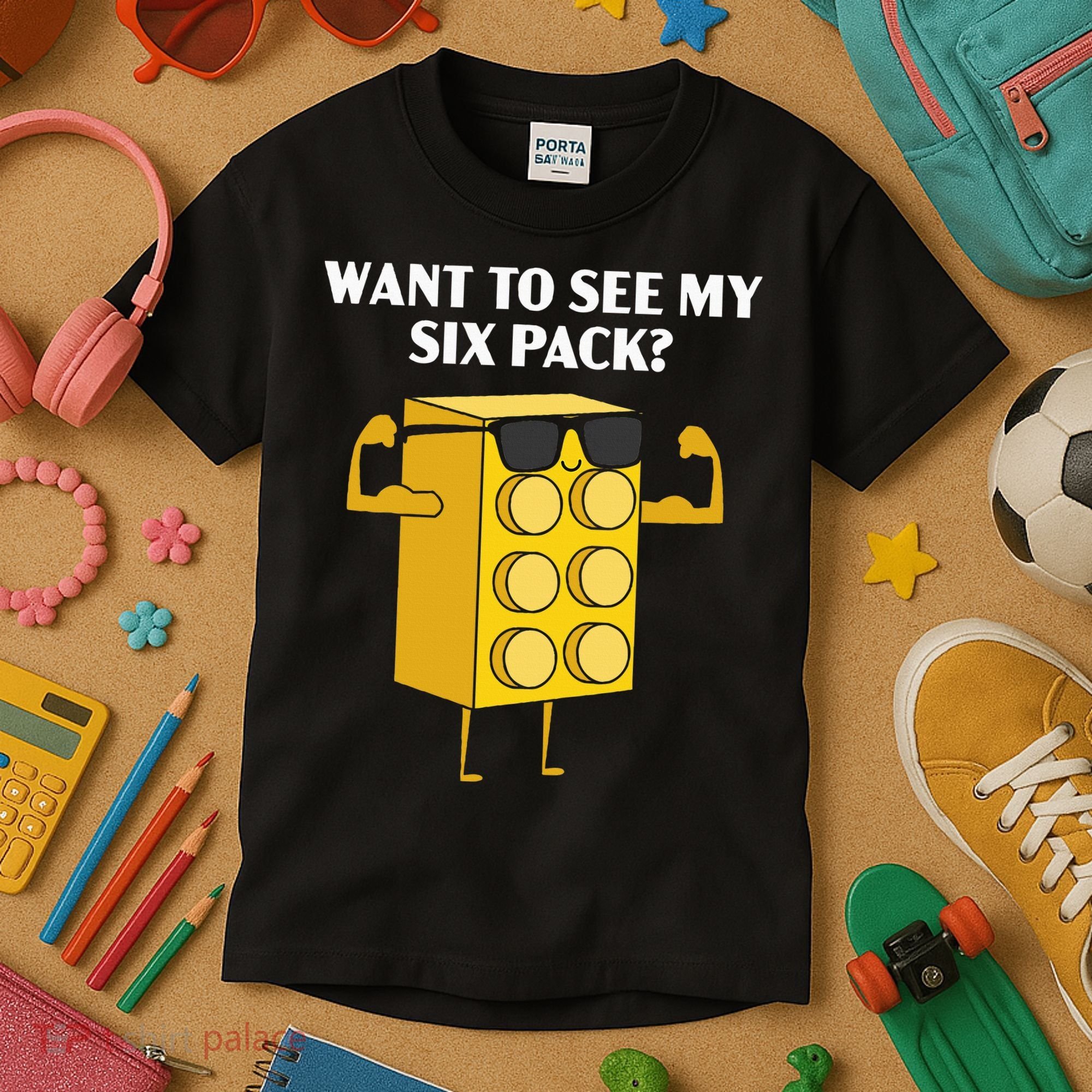 Want To See My Six Pack Bricks Lover Master Builder Kids T-Shirt