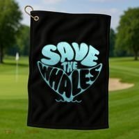 Whale Tail Save The Whales Golf Towel thumb 1