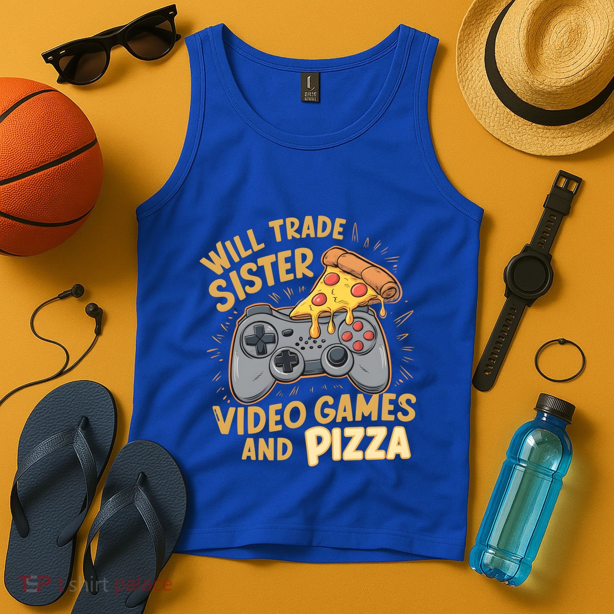 Will Trade Sister For Video Games And Pizza Gaming Cute Gift Tank Top