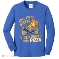 Will Trade Sister For Video Games And Pizza Gaming Cute Gift Kids Long Sleeve Shirt thumb 0