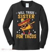 Will Trade Sister For Tacos Lovers Cute Funny Cinco De Mayo Kids Long Sleeve Shirt thumb 0