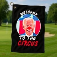 Welcome To The Circus Funny Anti Biden Clown Golf Towel thumb 1