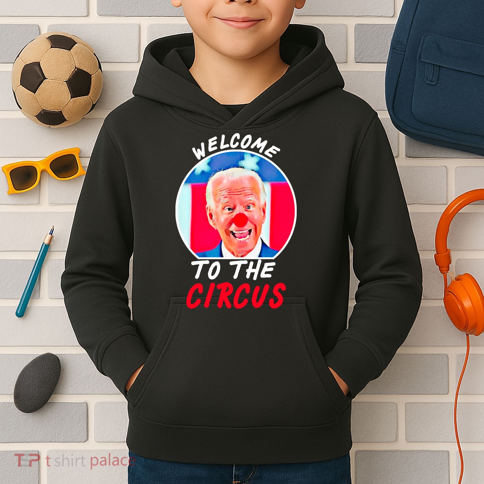 Welcome To The Circus Funny Anti Biden Clown Kids Hoodie