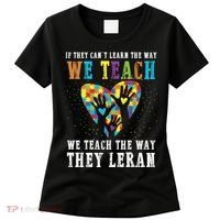 We Teach The Way They Lean Autism Awareness Month Women's T-Shirt thumb 0