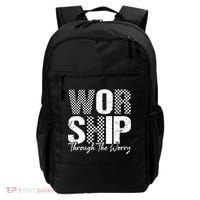 Worship Through The Worry Christian Faith Jesus Backpack thumb 0