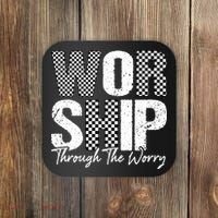 Worship Through The Worry Christian Faith Jesus Coaster thumb 0