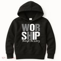 Worship Through The Worry Christian Faith Jesus Kids Hoodie thumb 0