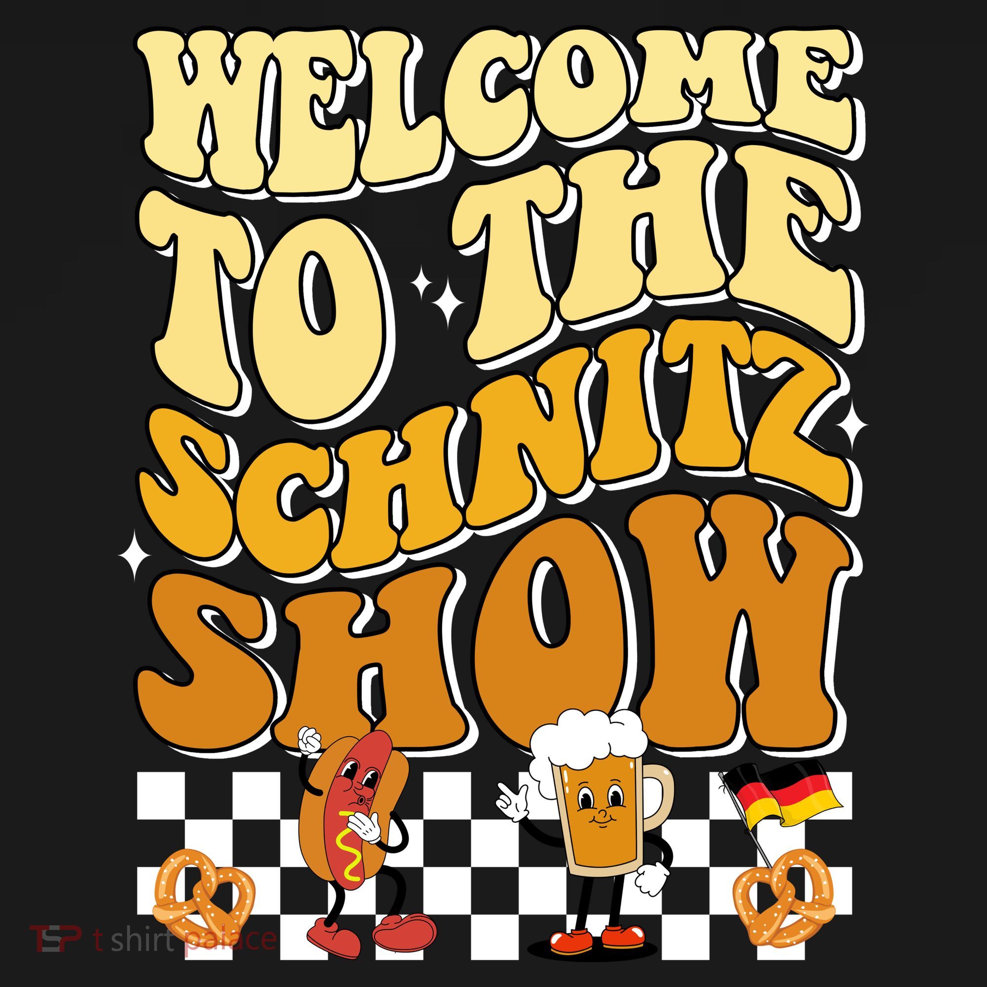 Welcome To The Schnitz Show Oktoberfest Retro Groovy Toddler Hoodie