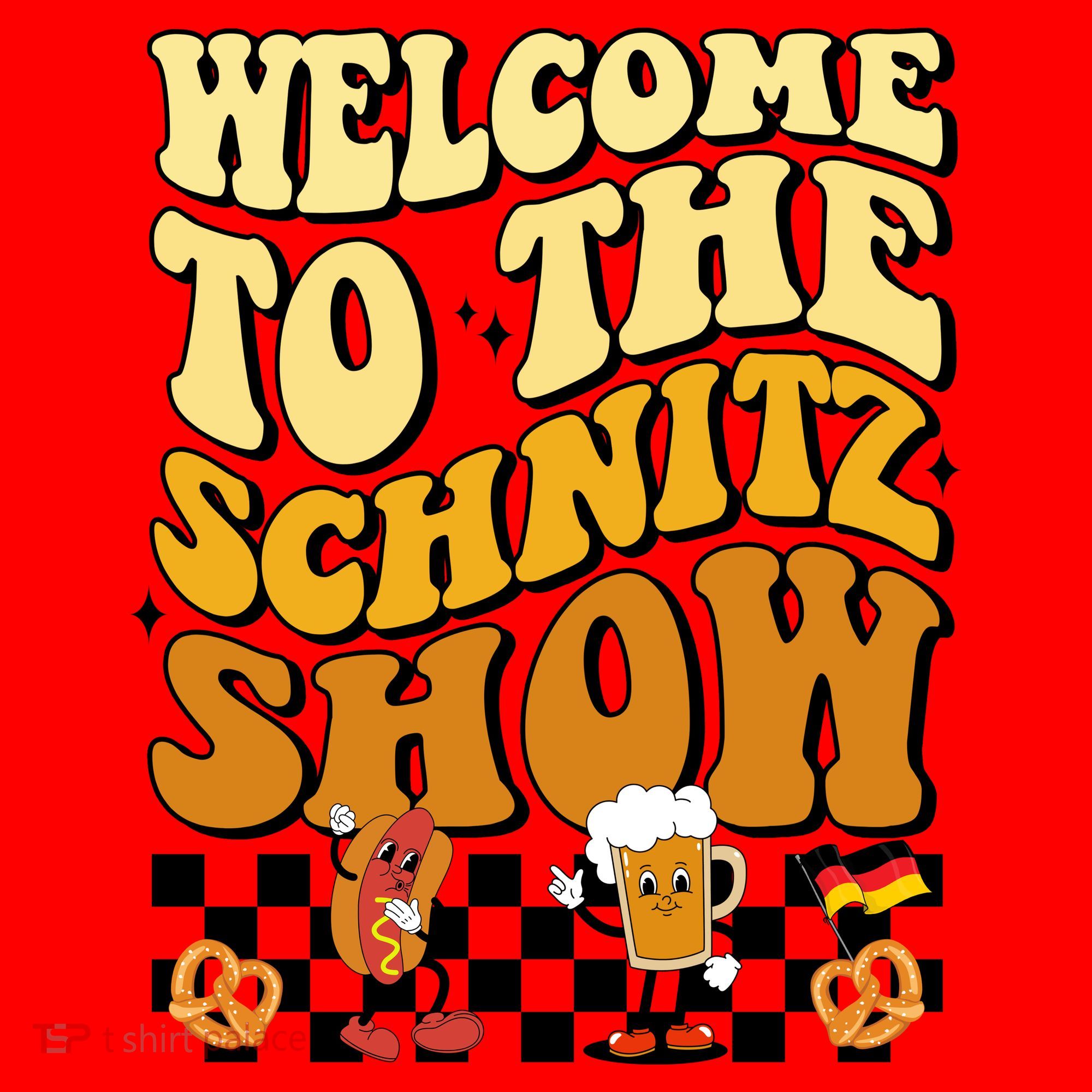 Welcome To The Schnitz Show Oktoberfest Retro Groovy Santa Hat