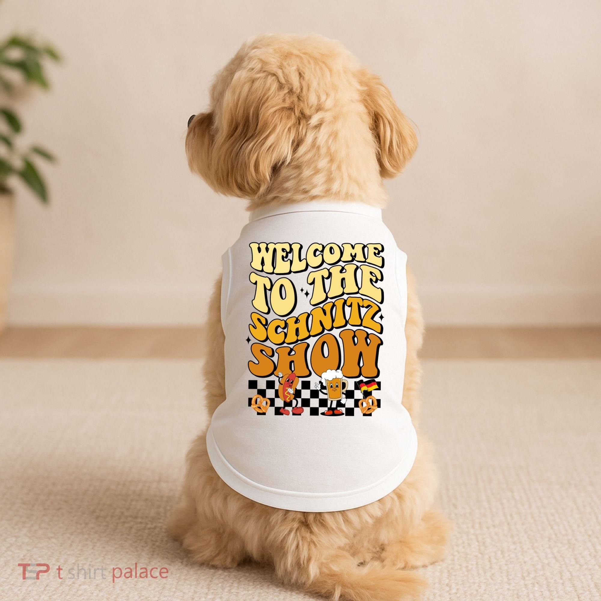 Welcome To The Schnitz Show Oktoberfest Retro Groovy Doggie Tank