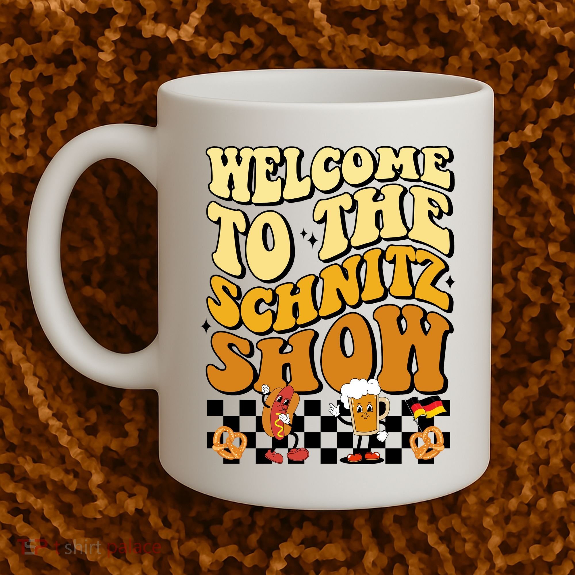 Welcome To The Schnitz Show Oktoberfest Retro Groovy Coffee Mug