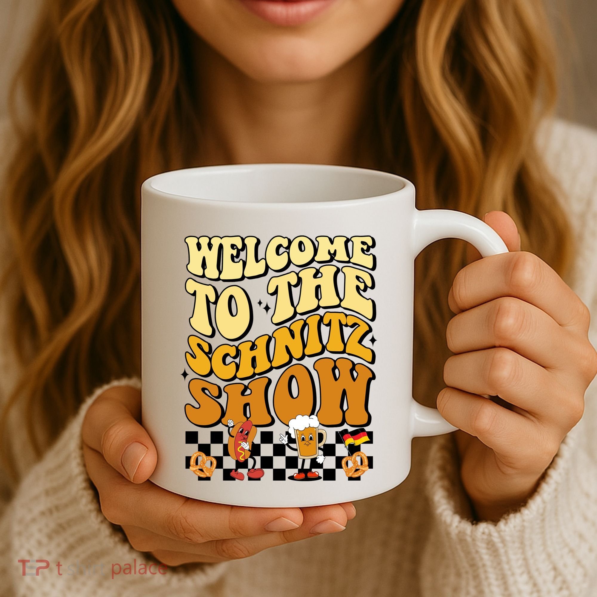 Welcome To The Schnitz Show Oktoberfest Retro Groovy Coffee Mug