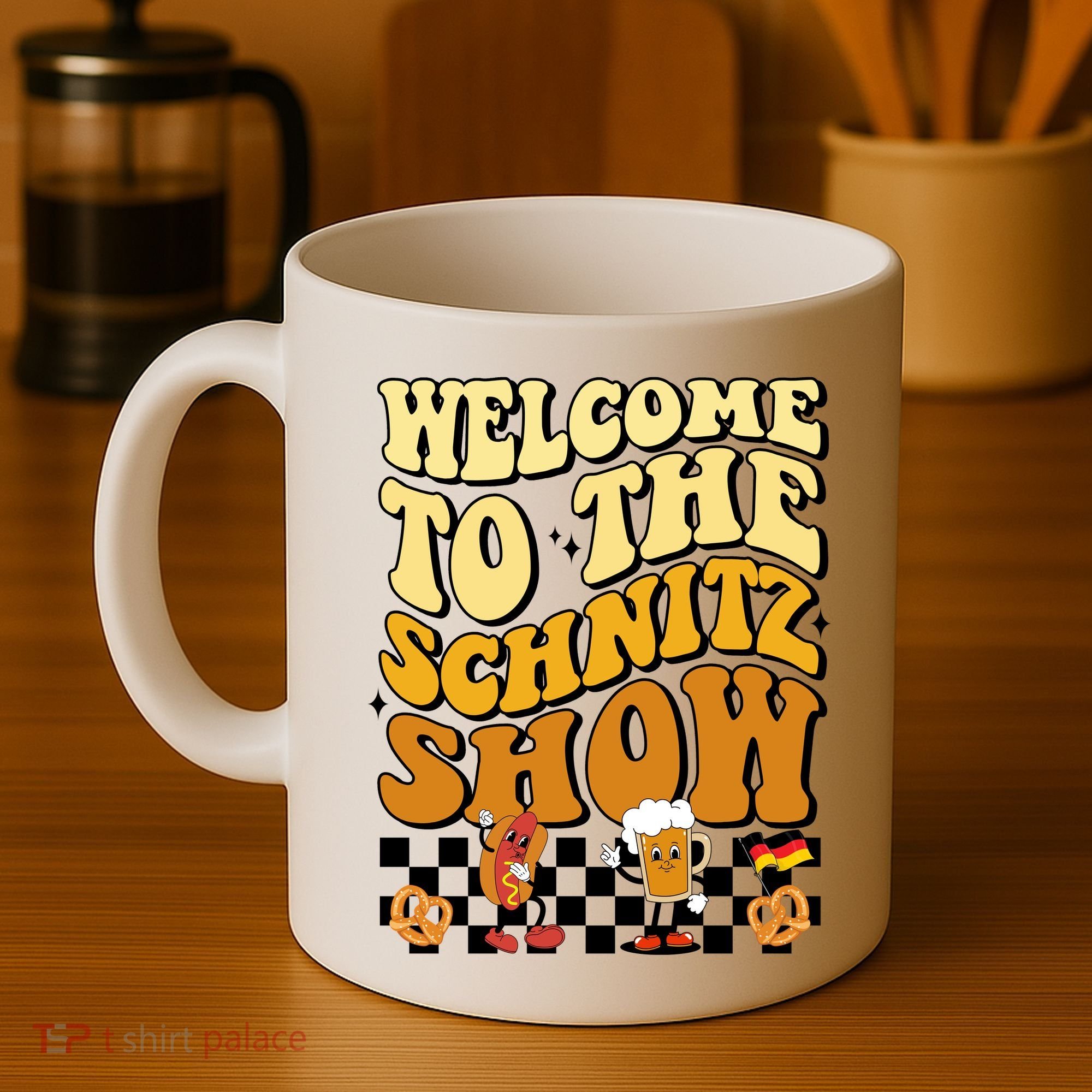 Welcome To The Schnitz Show Oktoberfest Retro Groovy Coffee Mug