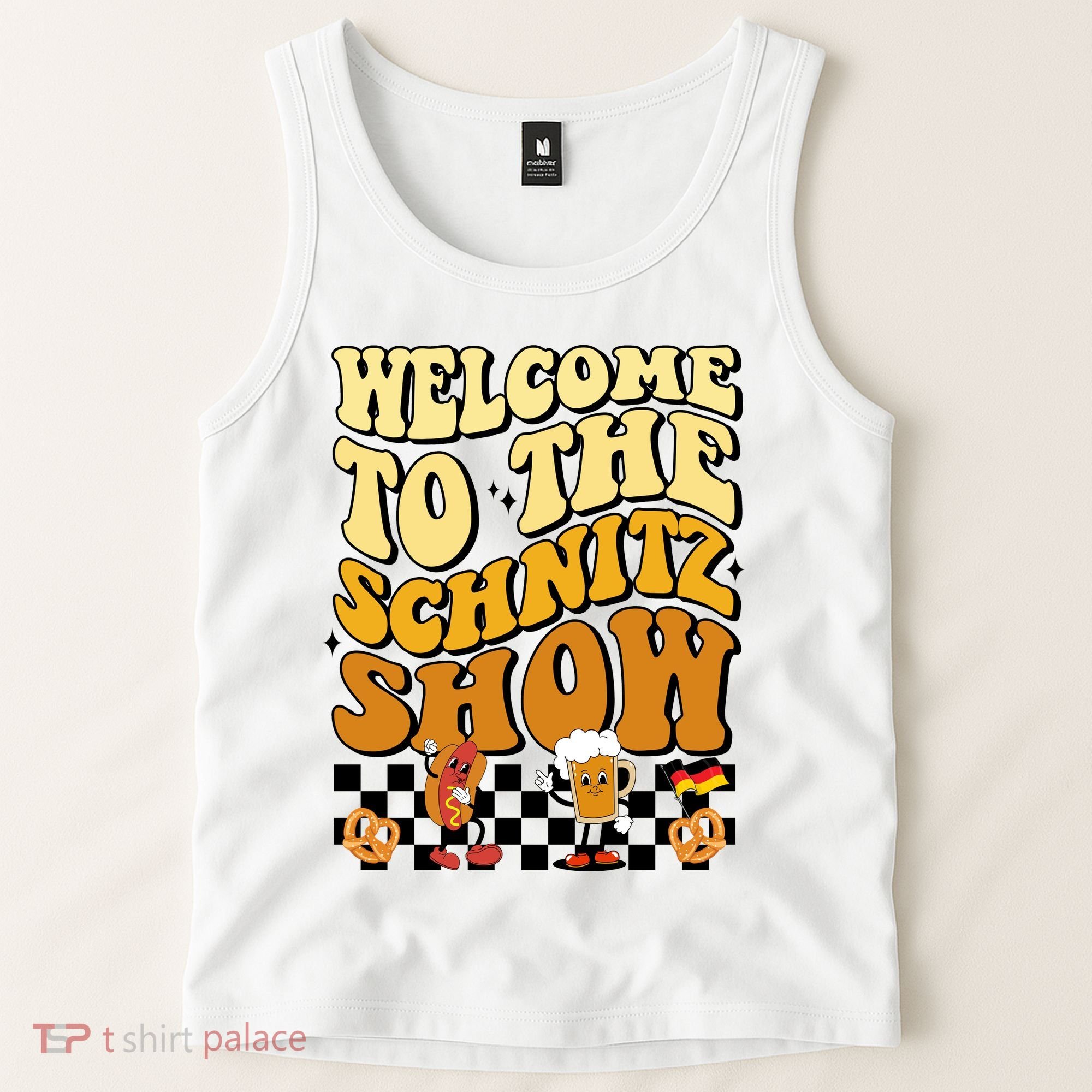 Welcome To The Schnitz Show Oktoberfest Retro Groovy Tank Top