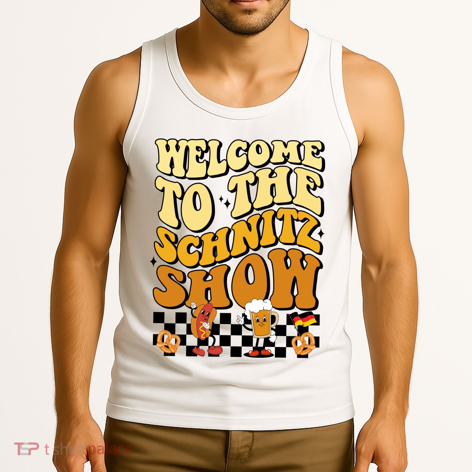 Welcome To The Schnitz Show Oktoberfest Retro Groovy Tank Top