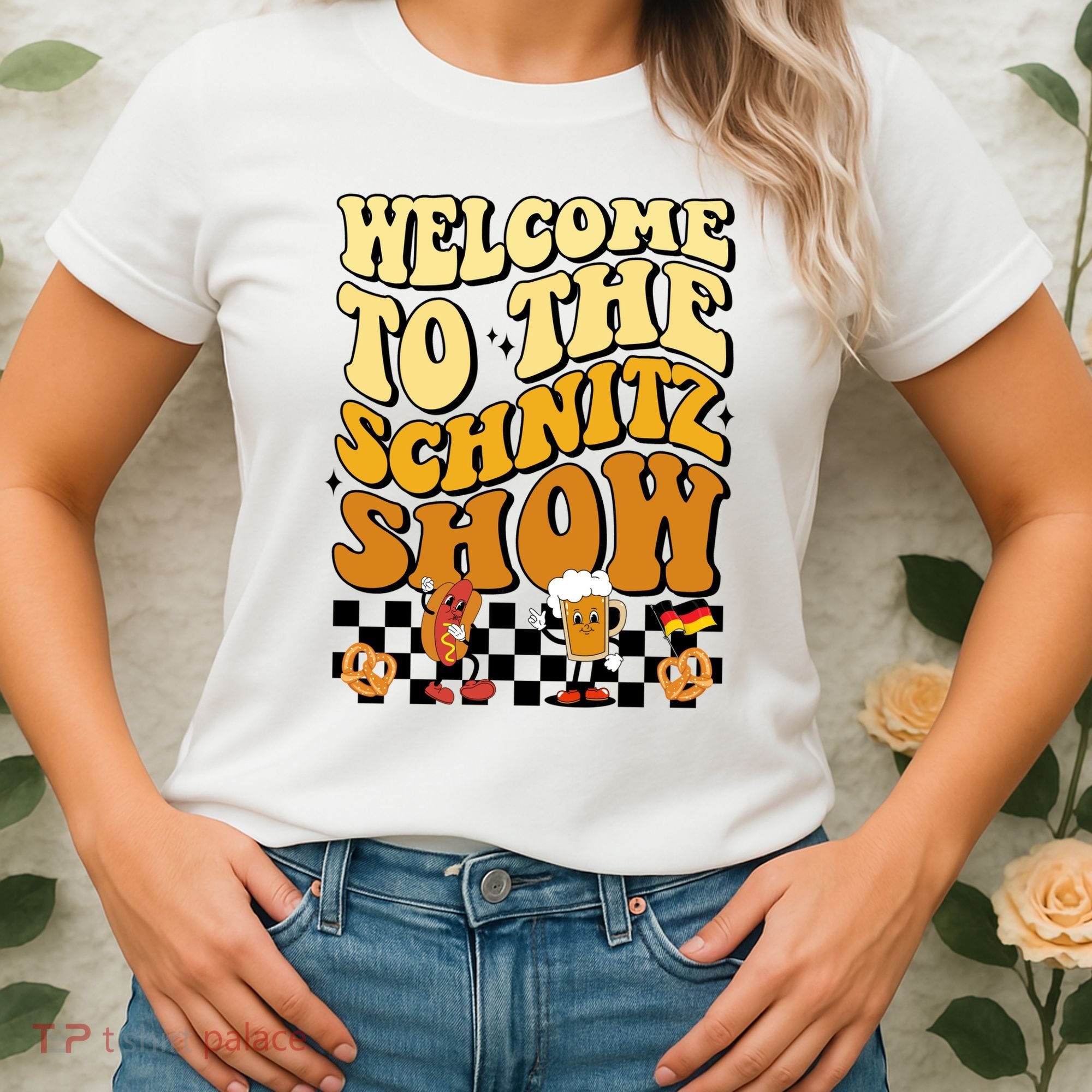 Welcome To The Schnitz Show Oktoberfest Retro Groovy Women's T-Shirt
