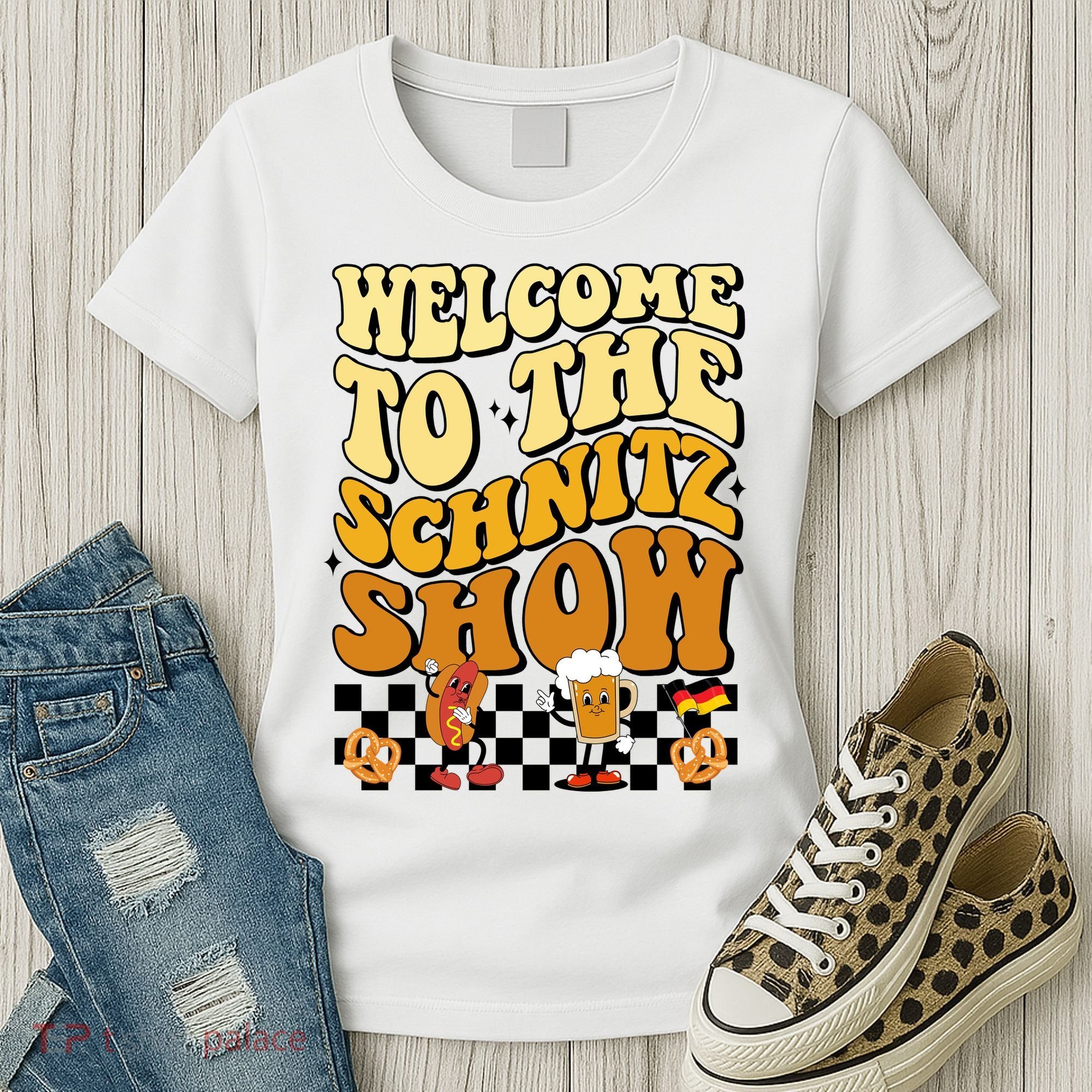 Welcome To The Schnitz Show Oktoberfest Retro Groovy Women's T-Shirt