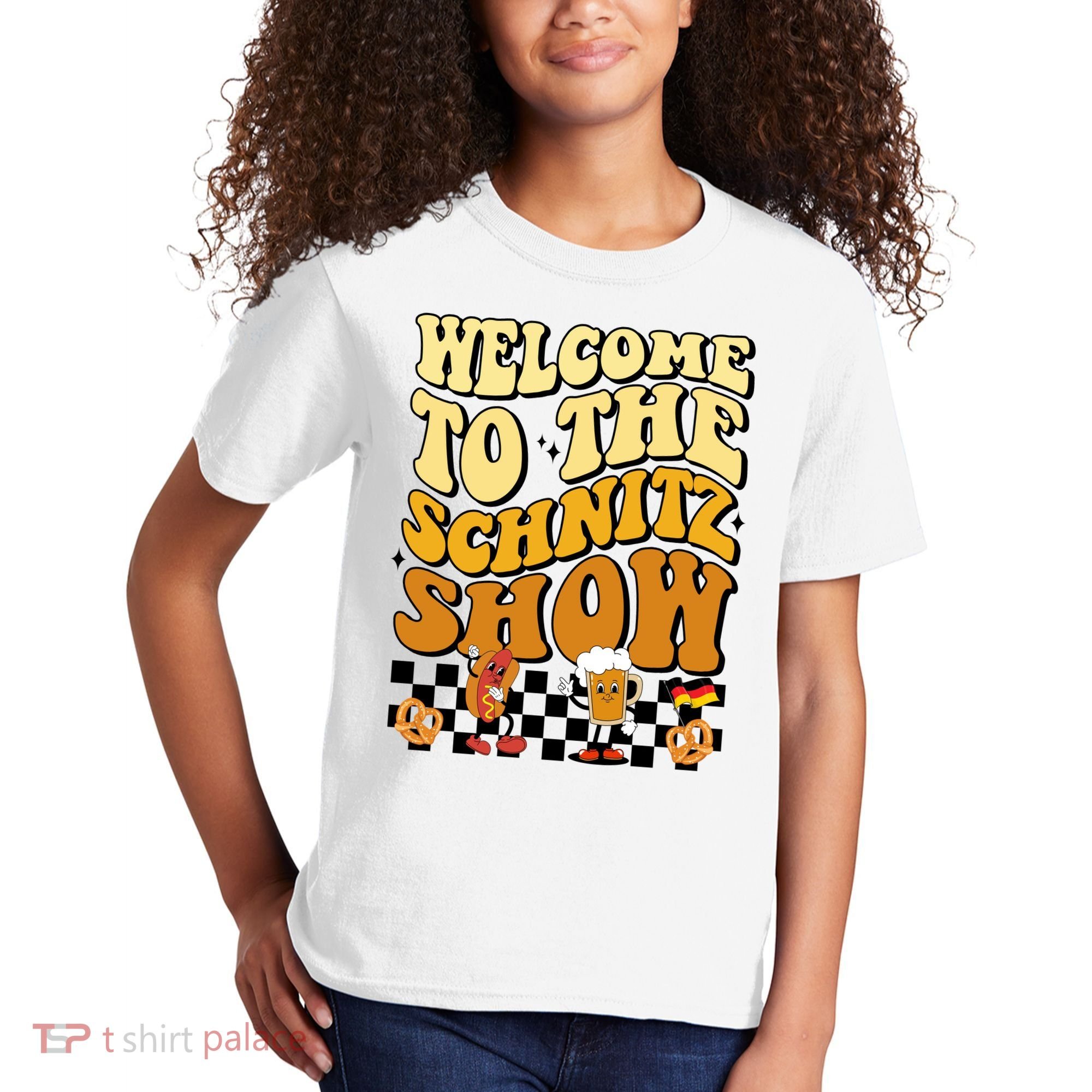 Welcome To The Schnitz Show Oktoberfest Retro Groovy Kids T-Shirt