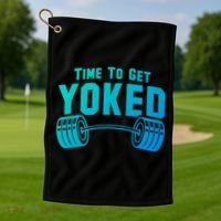 Weightlifting Time To Get Yoked Workout Gym Weight Lifting Meaningful Gift Golf Towel thumb 1