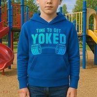 Weightlifting Time To Get Yoked Workout Gym Weight Lifting Meaningful Gift Kids Hoodie thumb 2