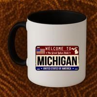 Welcome To The Great Lakes State USA License Plate Michigan Coffee Mug thumb 2