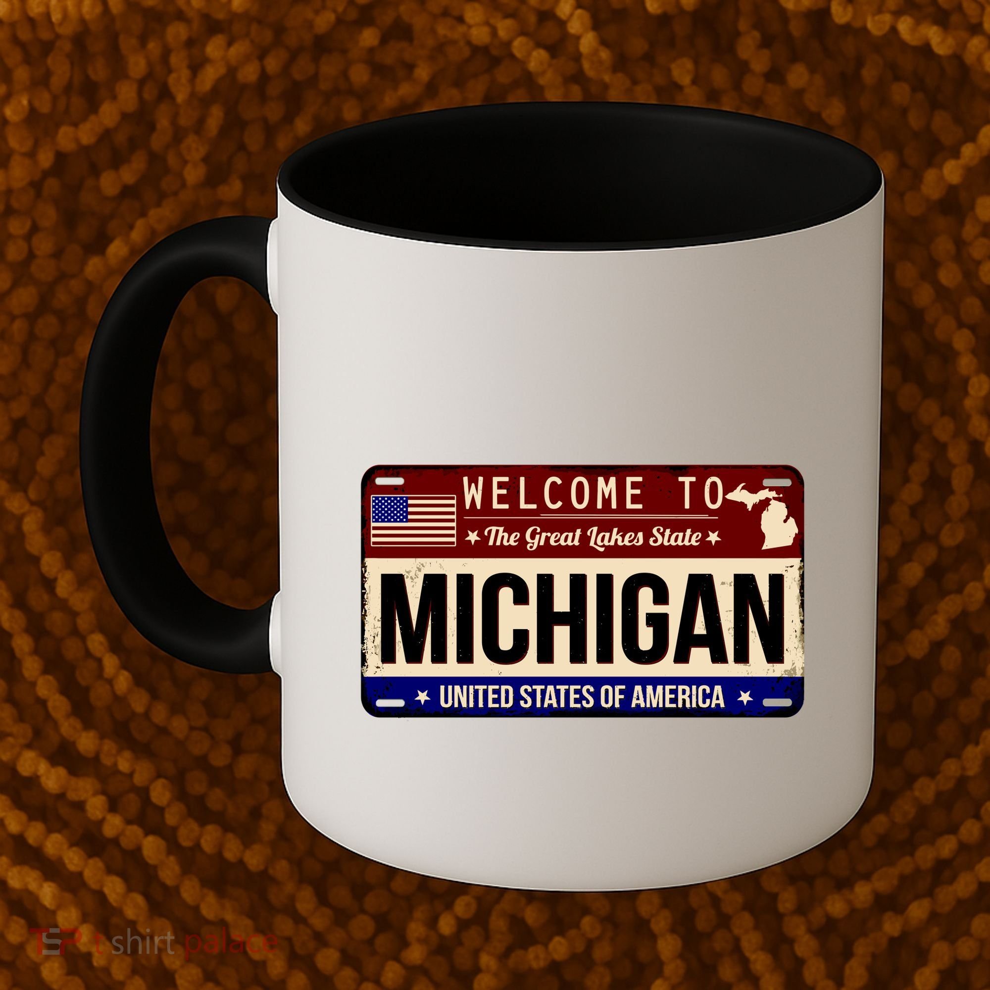 Welcome To The Great Lakes State USA License Plate Michigan Coffee Mug