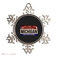 Welcome To The Great Lakes State USA License Plate Michigan Ornament thumb 0