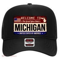 Welcome To The Great Lakes State USA License Plate Michigan Hat thumb 0