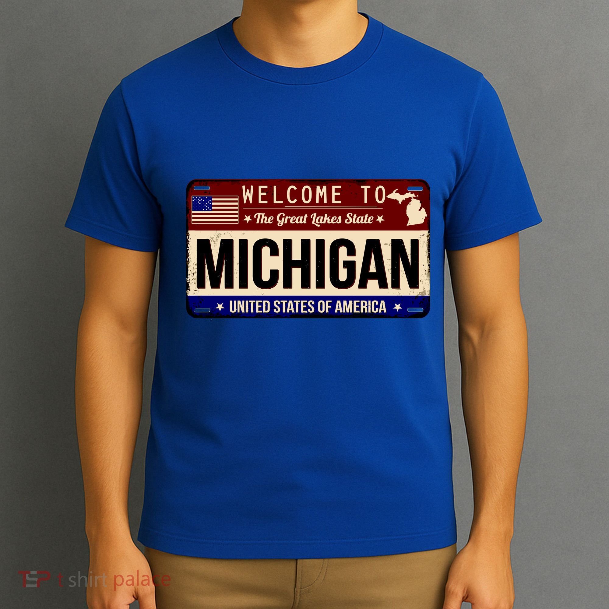 Welcome To The Great Lakes State USA License Plate Michigan T-Shirt