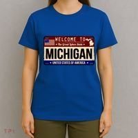 Welcome To The Great Lakes State USA License Plate Michigan T-Shirt thumb 4