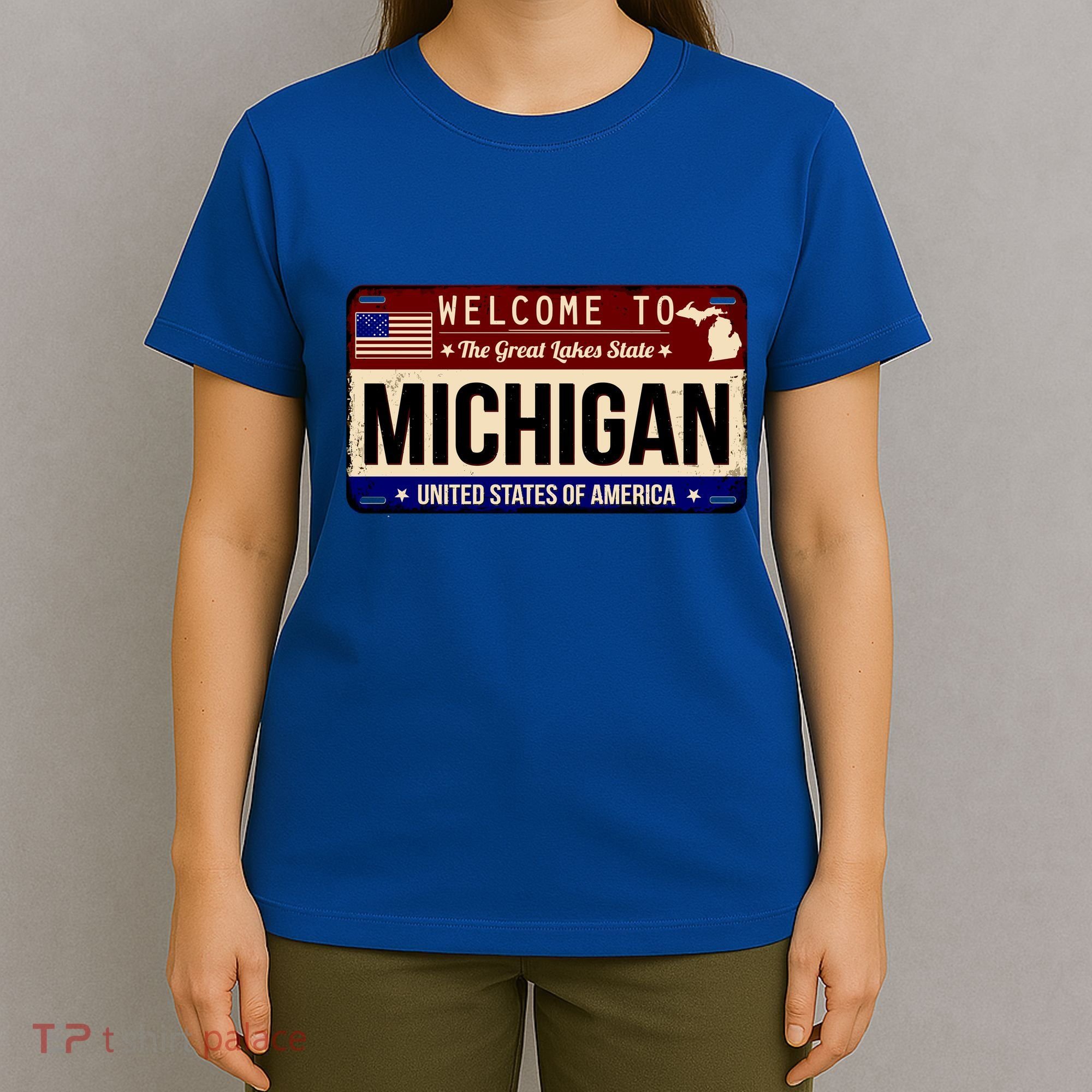 Welcome To The Great Lakes State USA License Plate Michigan T-Shirt