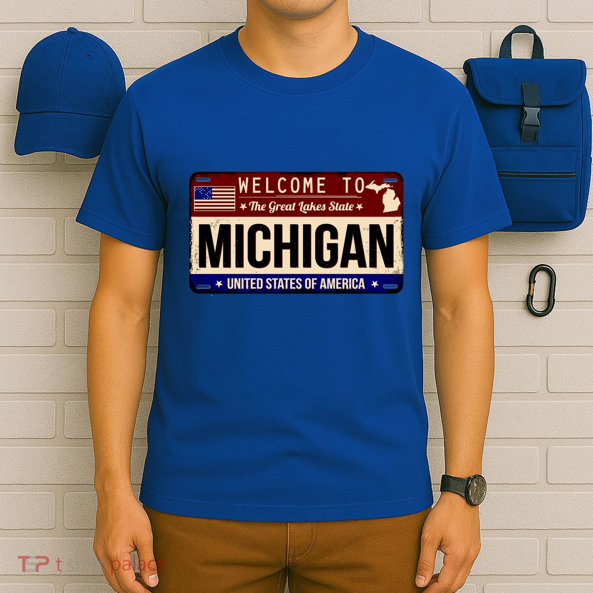 Welcome To The Great Lakes State USA License Plate Michigan T-Shirt