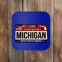 Welcome To The Great Lakes State USA License Plate Michigan Coaster thumb 0