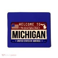Welcome To The Great Lakes State USA License Plate Michigan Mousepad thumb 0